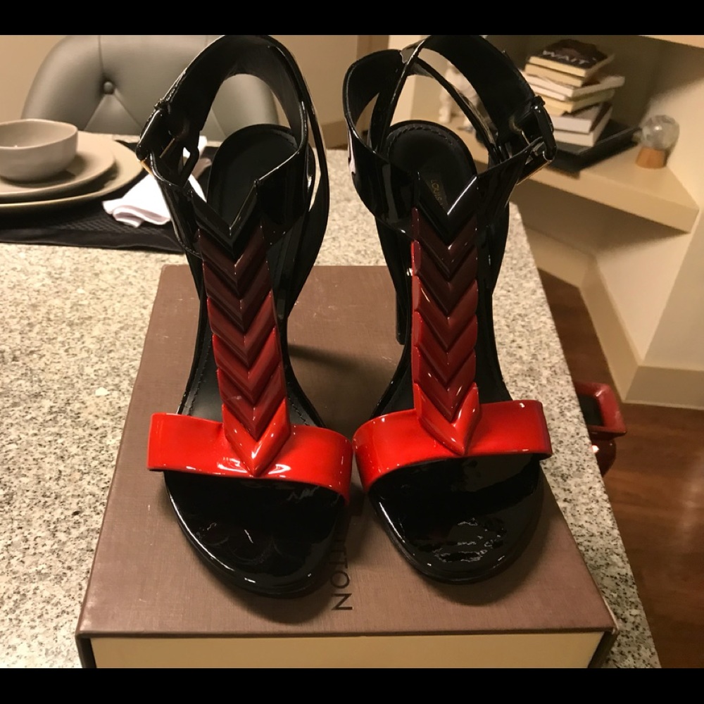 Red and Black LV Sandals